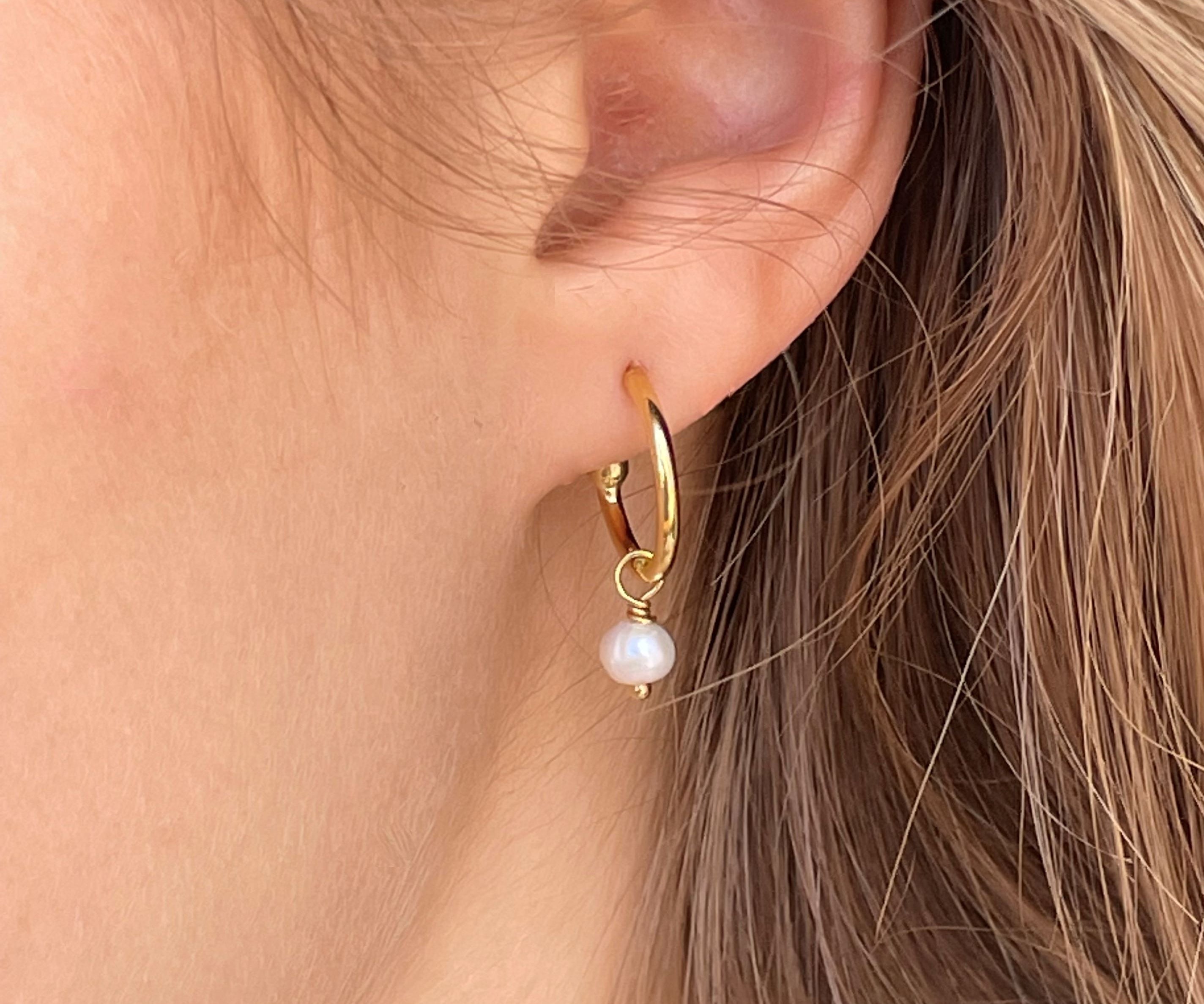 Lani Pearl Hoop Earrings Gold