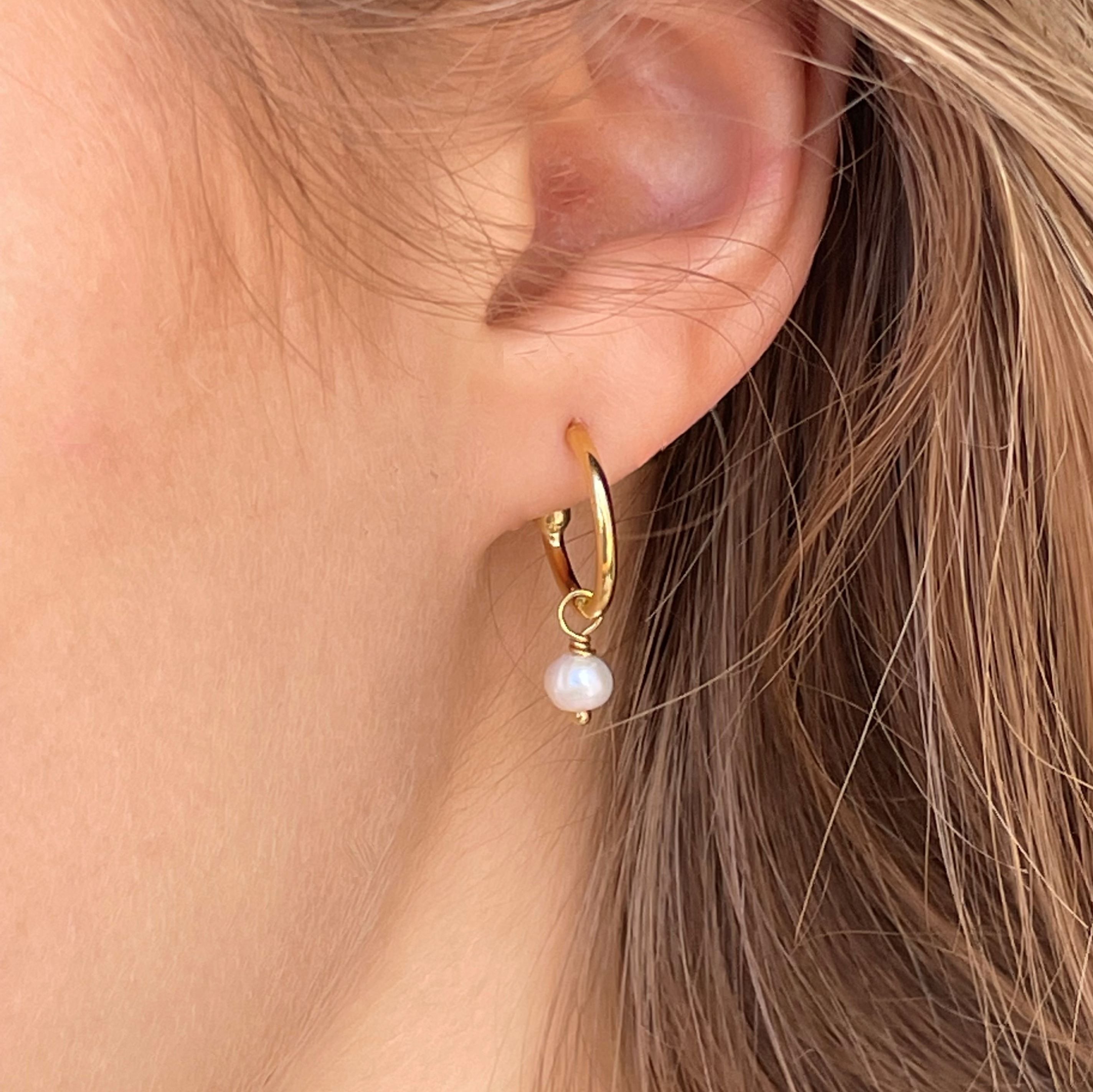 Lani Pearl Hoop Earrings Gold