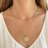 waterproof gold layered chain and mandala necklace